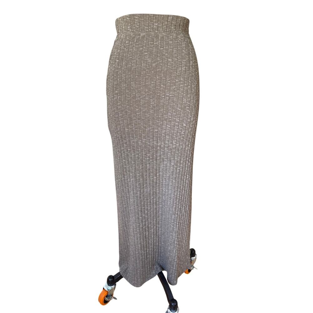 FP Beach Ribbed Maxi Skirt in Mushroom Brown Size Small
